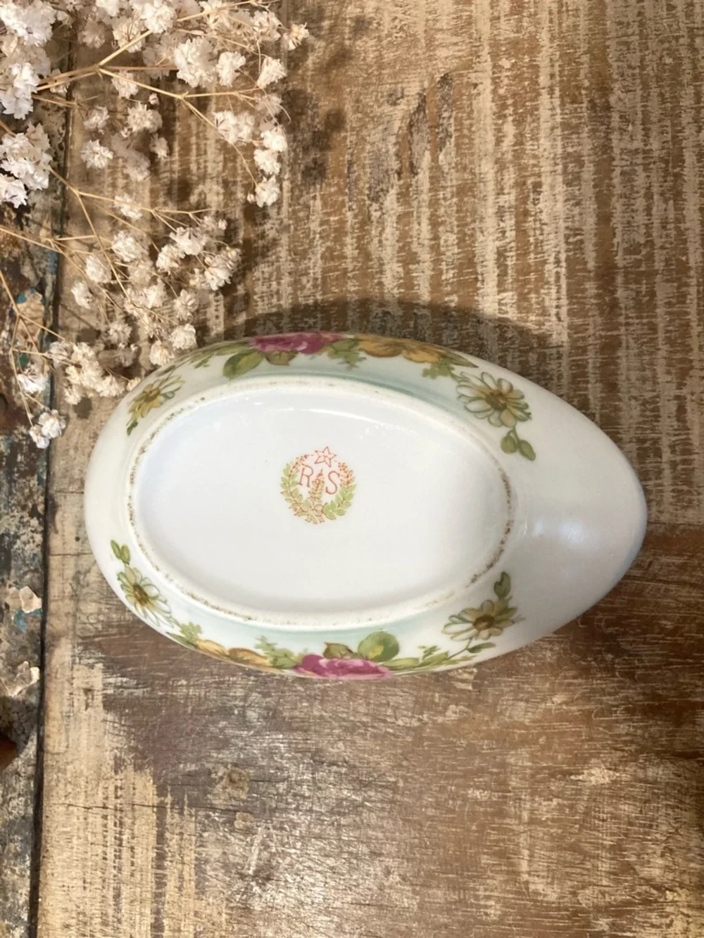 RS Prussia Floral Porcelain Egg Trinket Box – Vintage Hand‑Painted